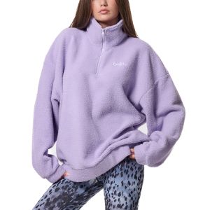 Body Action Oversized Sherpa-Fleece Women's Longsleeve Top 061436-01-LavenderSky