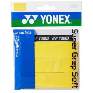 Yonex Super Grap Soft Tennis Overgrips x 3 AC136-3-Yellow