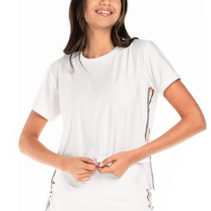 Lucky in Love High-Low Royale Stripe Women's Tennis Top CT898-N15110