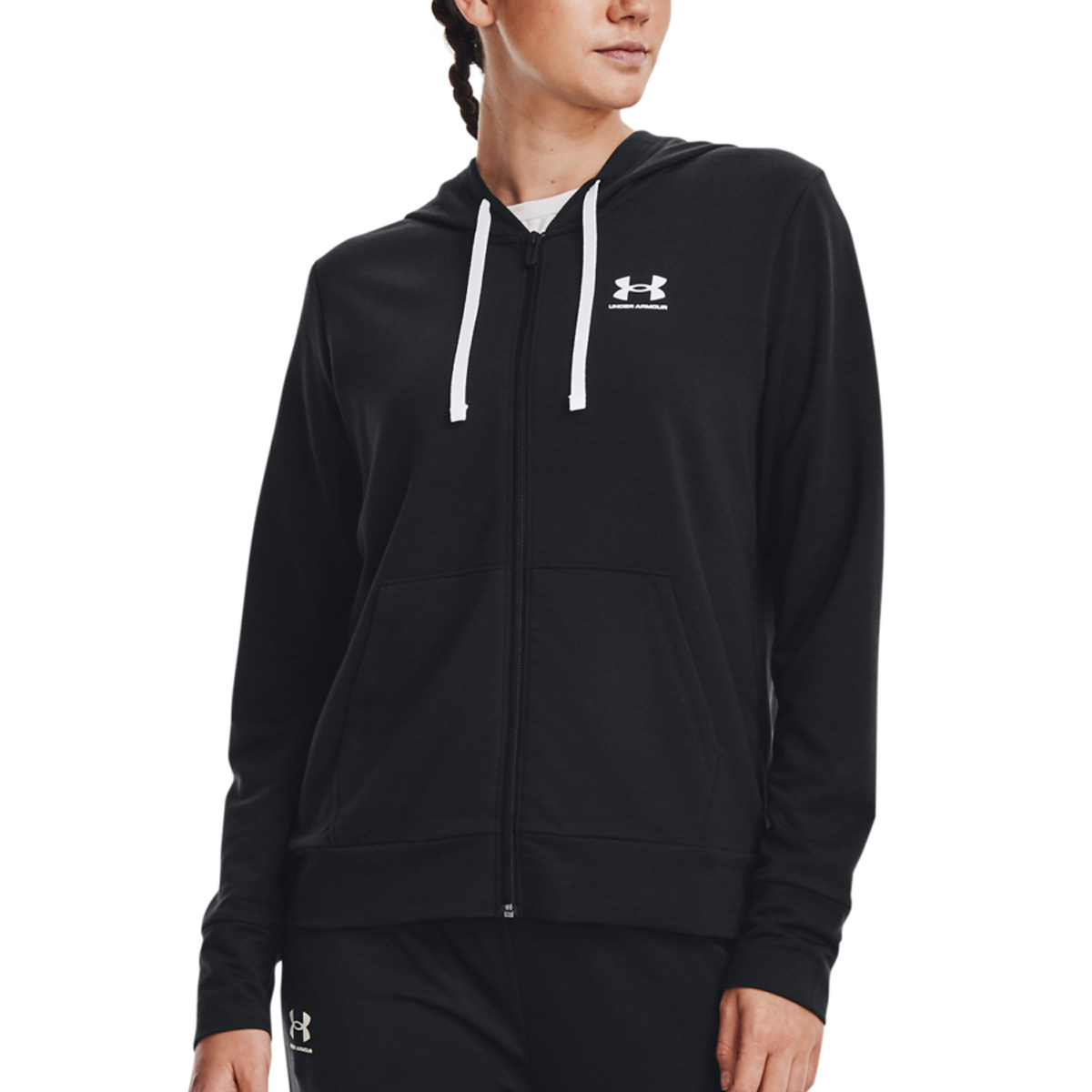 UNDER ARMOUR RIVAL TERRY FZ HOODIE 1369853-001 Μαύρο